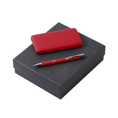 Подарочный набор c ручкой и повербанком 10000 mAh, красный