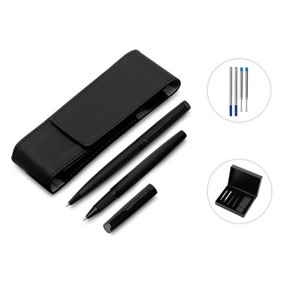 Подарочный набор ручек Dumas: ручка шариковая и роллер, 4 стержня (2 шариковых, 2 роллера), футляр
