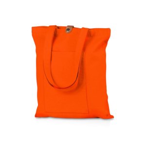 Сумка Clip из хлопка 340 г/м2 с застежкой из экокожи, оранжевый Сумка Clip из хлопка 340 г/м2 с застежкой из экокожи, оранжевый