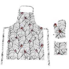 Подарочный набор для кухни"Снегири",хлопок 100%, передник и прихватки Подарочный набор для кухни"Снегири",хлопок 100%, передник и прихватки