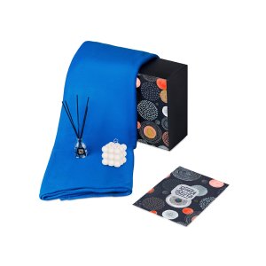 Подарочный набор с пледом, свечой и диффузором, синий