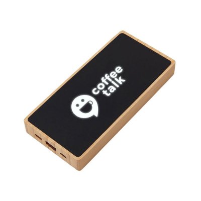 Внешний аккумулятор с подсветкой лого и солнечной панелью Reedia S1, 10000 mAh, бамбук, черный