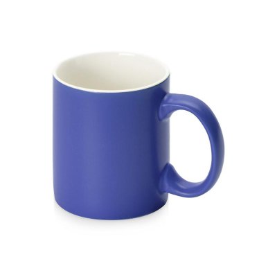 Матовая кружка Марко базовой формы, цветная снаружи, белая внутри, синий