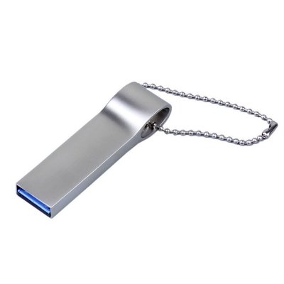 USB 2.0-флешка на 128 Гб с мини чипом и боковым отверстием для цепочки, серебристый