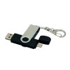 USB 2.0- флешка на 32 Гб с поворотным механизмом и дополнительным разъемом Micro USB, черный/серебристый