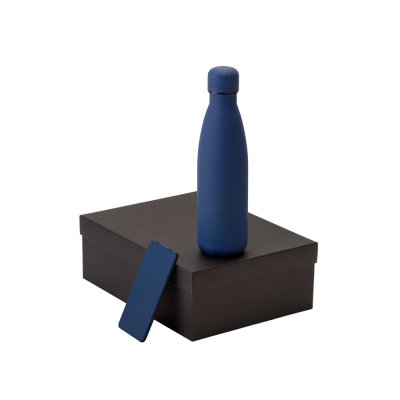 Подарочный набор с термобутылкой и повербанком С1, 5000 mAh, темно-синий