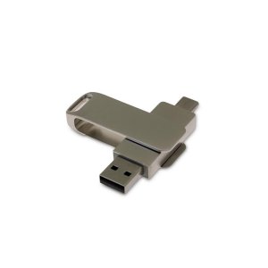 USB-флешка на 32 Гб поворотный механизм 2 в 1, c дополнительным разъемом Type-C с одноцветным металлическим клипом, серый USB-флешка на 32 Гб поворотный механизм 2 в 1, c дополнительным разъемом Type-C с одноцветным металлическим клипом, серый