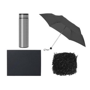 Подарочный набор с зонтом и термосом, серый Подарочный набор с зонтом и термосом, серый