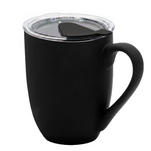 Кружка с крышкой Velvet Duo, софт-тач, чёрная