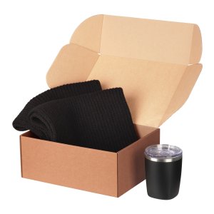 Подарочный набор Forges, черный (шарф, термокружка)