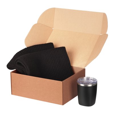 Подарочный набор Forges, черный (шарф, термокружка)