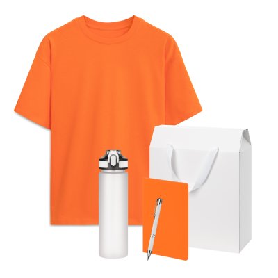 Набор с одеждой RUST (футболка, бутылка, блокнот, ручка), оранжевый/белый, XL/2XL