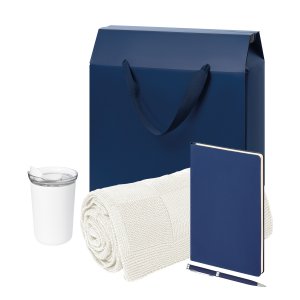Подарочный набор Welcome Pack Spark, синий (термокружка,ежедневник, ручка, плед, коробка-пакет)