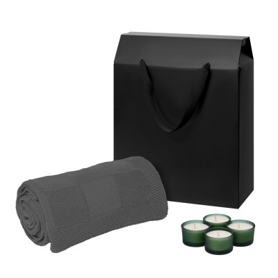 Подарочный набор Sento, Cella, зеленый (свечи, плед)