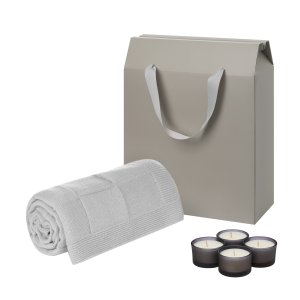 Подарочный набор Sento, Cella Soft, серый (свечи, плед)