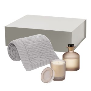 Подарочный набор Mizu, Malta Soft, бежевый (свеча, диффузор, плед) Подарочный набор Mizu, Malta Soft, бежевый (свеча, диффузор, плед)