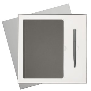 Подарочный набор Star, серый (ежедневник, ручка) Подарочный набор Star, серый (ежедневник, ручка)