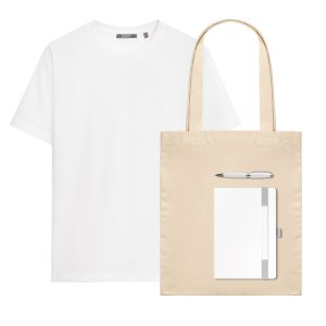 Набор с одеждой KRIS (футболка, ежедневник, ручка, шоппер), белый, L
