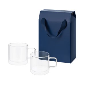 Подарочный набор 2 стеклянные кружки Luna в коробке-пакете Подарочный набор 2 стеклянные кружки Luna в коробке-пакете