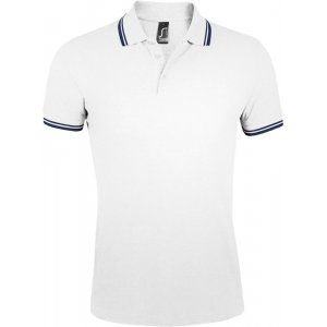 Рубашка поло мужская Pasadena Men 200 с контрастной отделкой, белая с синим Рубашка поло мужская Pasadena Men 200 с контрастной отделкой, белая с синим