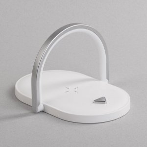 Лампа складная с беспроводным (15W) зарядным устройством "Sky Light", цвет белый с серым
