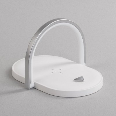 Лампа складная с беспроводным (15W) зарядным устройством "Sky Light", цвет белый с серым