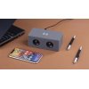 Bluetooth колонка "Cool Gray" с двумя динамиками (2х3Вт) и беспроводным зарядным устройством, переработанный пластик (RPET), цвет серый