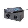 Bluetooth колонка "Cool Gray" с двумя динамиками (2х3Вт) и беспроводным зарядным устройством, переработанный пластик (RPET), цвет серый