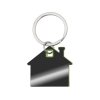 Металлический брелок с пластиковой цветной вставкой SteelPop House, серебристый с зеленым яблоком