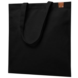 Сумка для покупок IVORY 325 г/м² с PU нашивкой, чёрный/коричневый