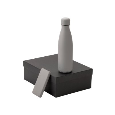 Подарочный набор с термобутылкой и повербанком С2, серый