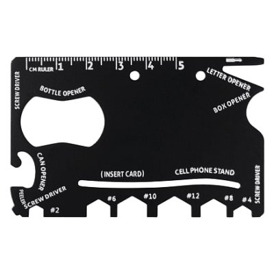 Мультитул Tools Capture в виде карточки, стальной, в чехле из кожзама, черный
