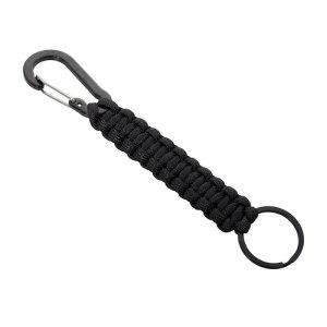 Брелок-веревочка Austere с карабином и кольцом, черный Брелок-веревочка Austere с карабином и кольцом, черный