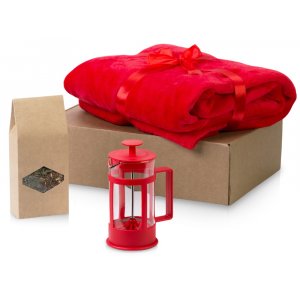 Подарочный набор Tea time с пледом, красный Подарочный набор Tea time с пледом, красный