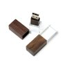 USB-флешка на 64 ГБ прямоугольной формы, под гравировку 3D логотипа, материал стекло, с деревянным колпачком красного цвета, белый