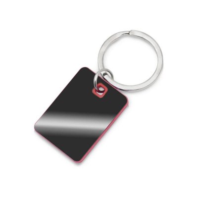 Металлический брелок с пластиковой цветной вставкой SteelPop Rct, серебристый с красным