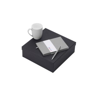 Подарочный набор с блокнотом С1, металлической ручкой и кружкой, серый