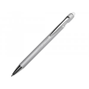 Ручка-стилус металлическая шариковая Sway Monochrome с цветным зеркальным слоем, серебристый с белым Ручка-стилус металлическая шариковая Sway Monochrome с цветным зеркальным слоем, серебристый с белым