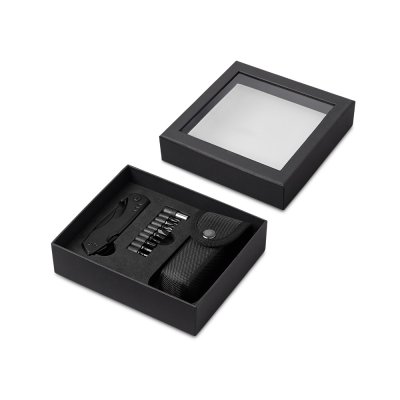 Универсальный мультитул с битами в подарочной упаковке с окном Шэйп , черный