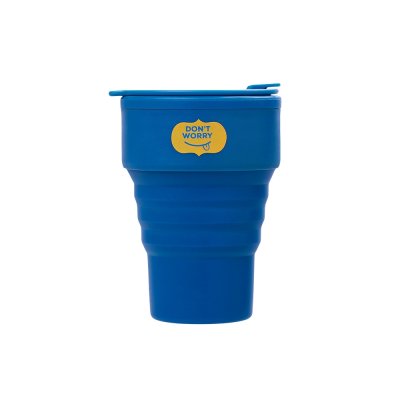 Силиконовый складной стакан GoCup, синий индиго, тампопечать