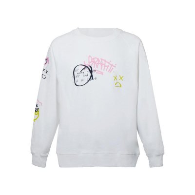 Свитшот оверсайз с рукавом реглан Belgrade, унисекс, белый, ДТФ текстиль