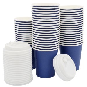 Набор бумажных стаканов с крышкой 8 унций (240 мл), 50 шт