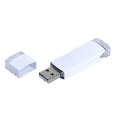 USB 2.0- флешка промо на 16 Гб прямоугольной классической формы, белый