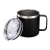 Кружка стальная Alaska с крышкой слайдером, powder coating, черный