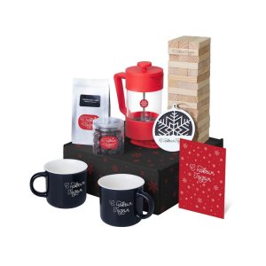Подарочный набор c френчпрессом, кружками и чаем, красный
