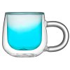 Кружка с двойными стенками с широкой ручкой и градиентным покрытием Fog, бирюзовый