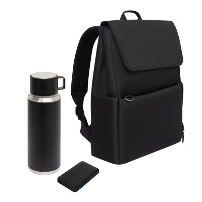 Подарочный набор Marco, черный (термос, ЗУ, рюкзак)
