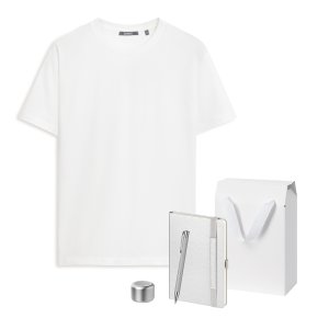 Набор с одеждой KRIS (футболка, колонка, ежедневник, ручка), серебряный, M