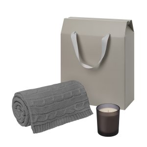 Подарочный набор Enigma. Fado, серый (свеча, плед) Подарочный набор Enigma. Fado, серый (свеча, плед)