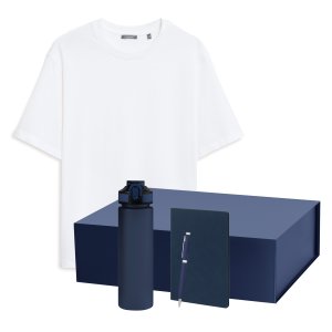 Набор с одеждой RUST NEO (футболка, бутылка, ежедневник, ручка), белый/синий, XS/S Набор с одеждой RUST NEO (футболка, бутылка, ежедневник, ручка), белый/синий, XS/S